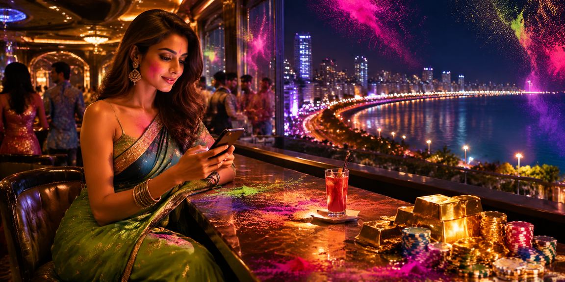 Gambling app user registering on mobile at Marine Drive Mumbai